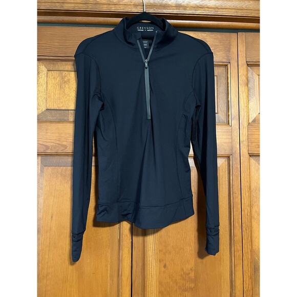 Greyson Women's Halley Quarter Zip Activewear Turtleneck in Shepherd Black SZ S - Picture 2 of 15